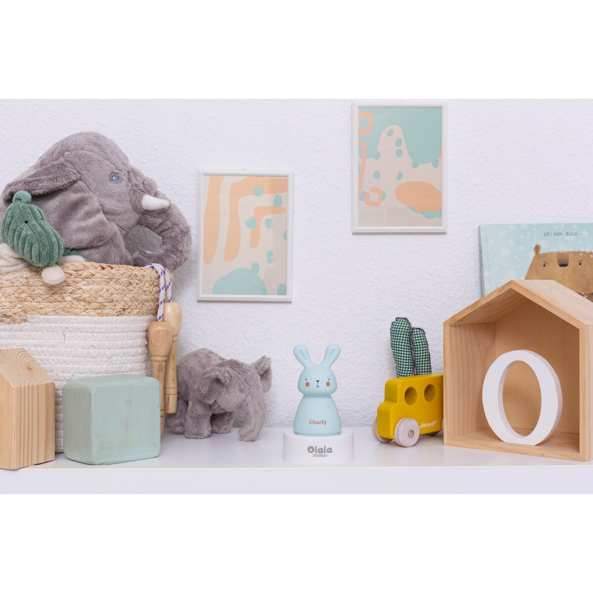 Lampka nocna LED - OLALA - Króliczek Charly - niebieski