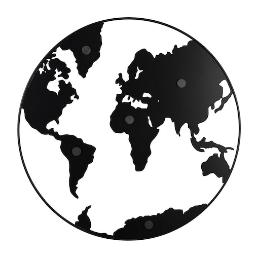 Tablica magnetyczna okrągła Mapa Świata Ø 50 cm czarna