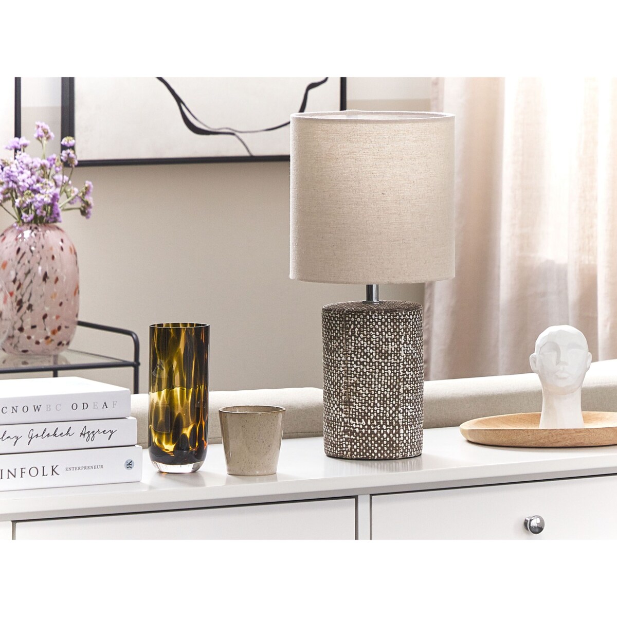 Lampa stołowa ceramiczna brązowa IDER