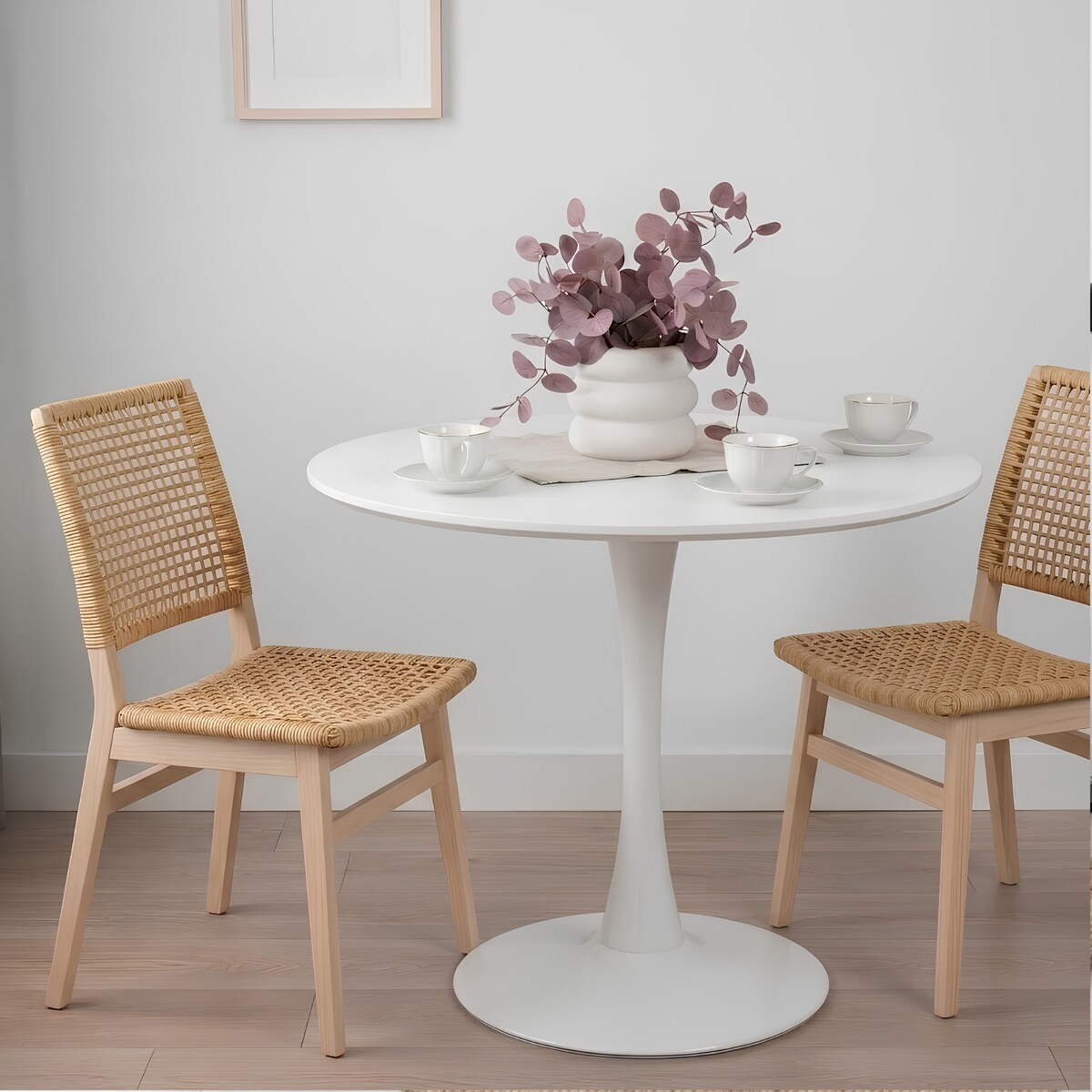 Stół okrągły do salonu jadalni 80 cm biały nowoczesny minimalistyczny