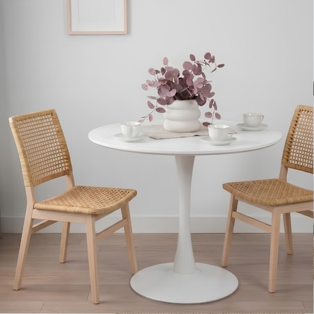 Stół okrągły do salonu jadalni 80 cm biały nowoczesny minimalistyczny