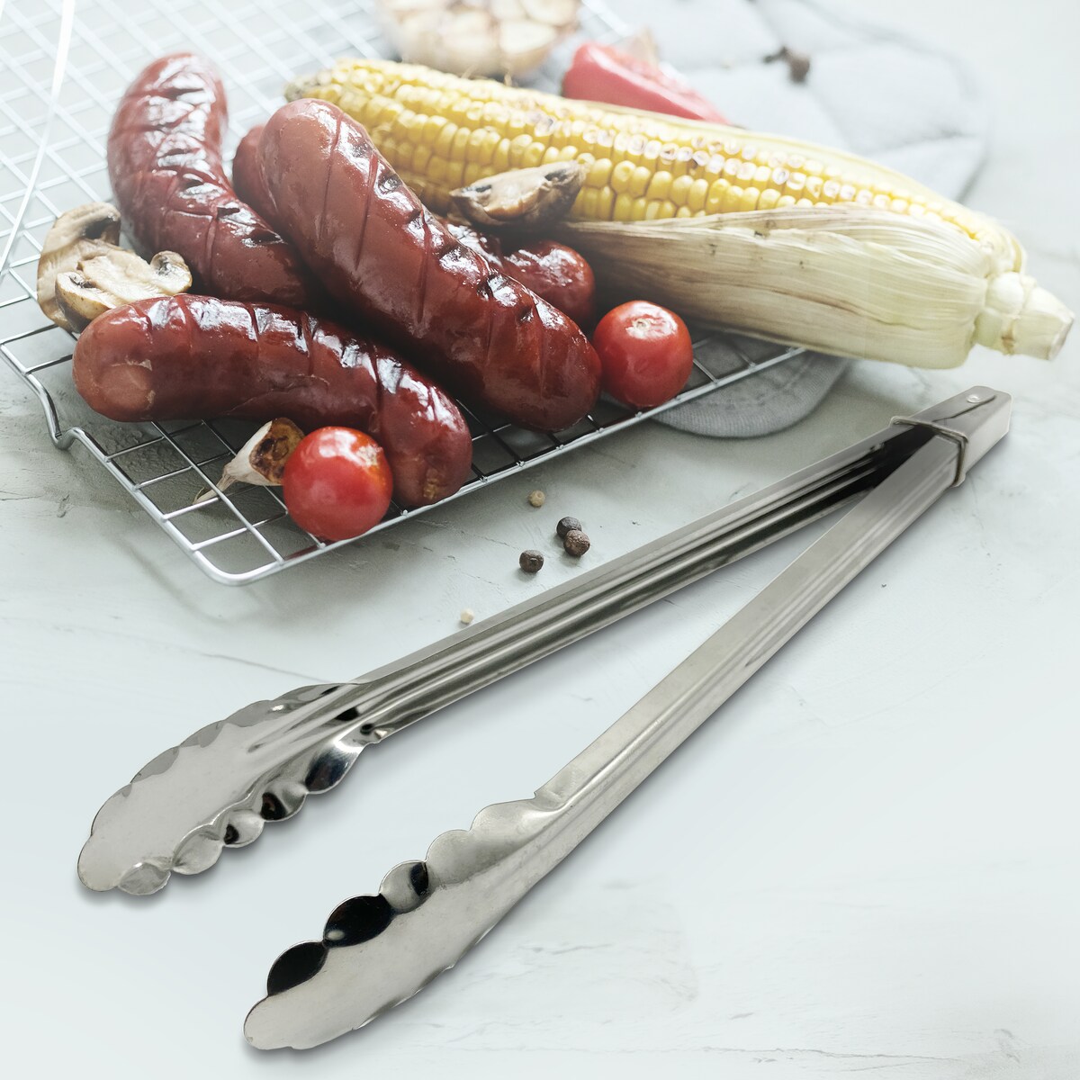 Szczypce metalowe kuchenne grillowe do grilla grill 40cm MAESTRO