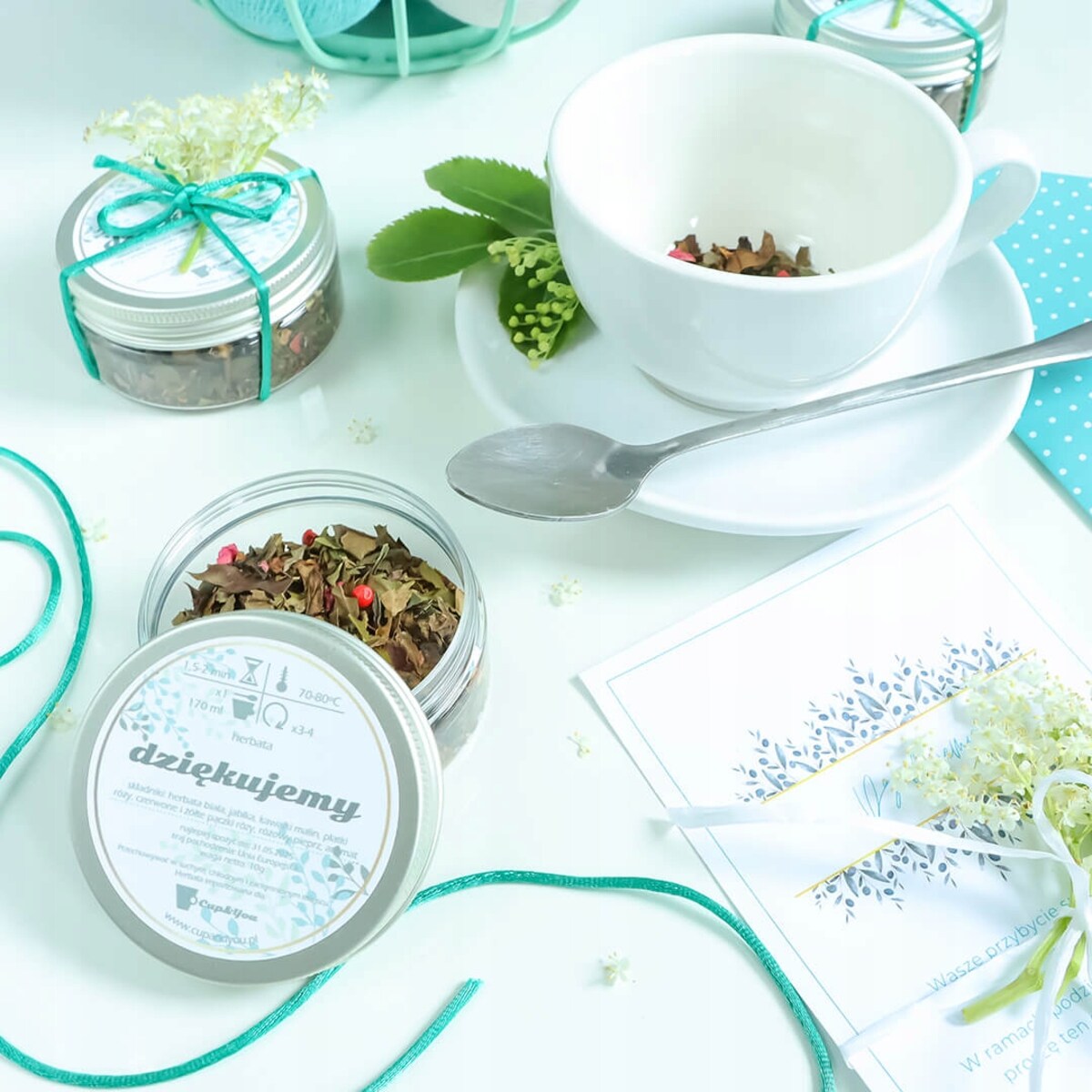 Podziękowanie herbata biała 10g na ŚLUB WESELE KOMUNIĘ prezent upominek