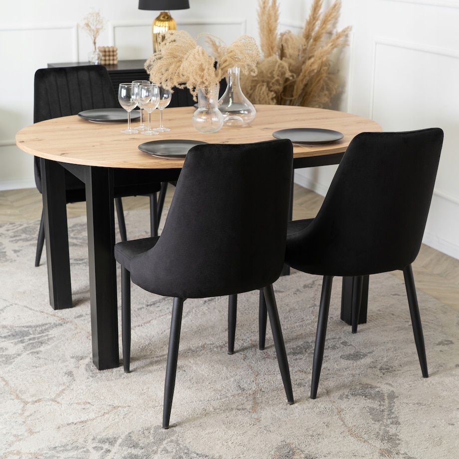 Krzesło Tapicerowane Welurowe Czarne Do Jadalni Salonu Kuchenne Loft BARI