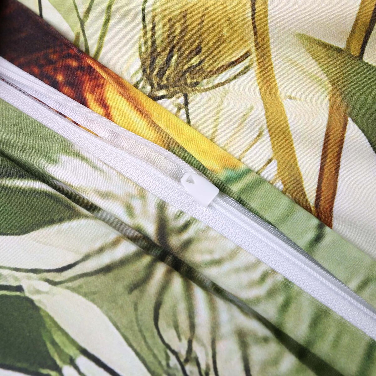 Pościel satyna bawełniana 160x200 Solaia kremowa, kwiatowa zielona łąka, Satynlove Premium