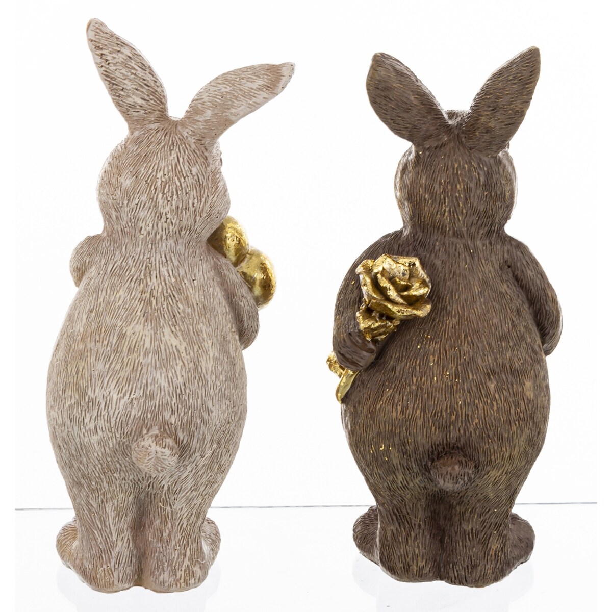 Dekoracja - para króliczków z prezentami 13x5,5x5,5 cm jasno i ciemnoszary