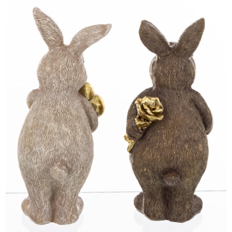 Dekoracja - para króliczków z prezentami 13x5,5x5,5 cm jasno i ciemnoszary