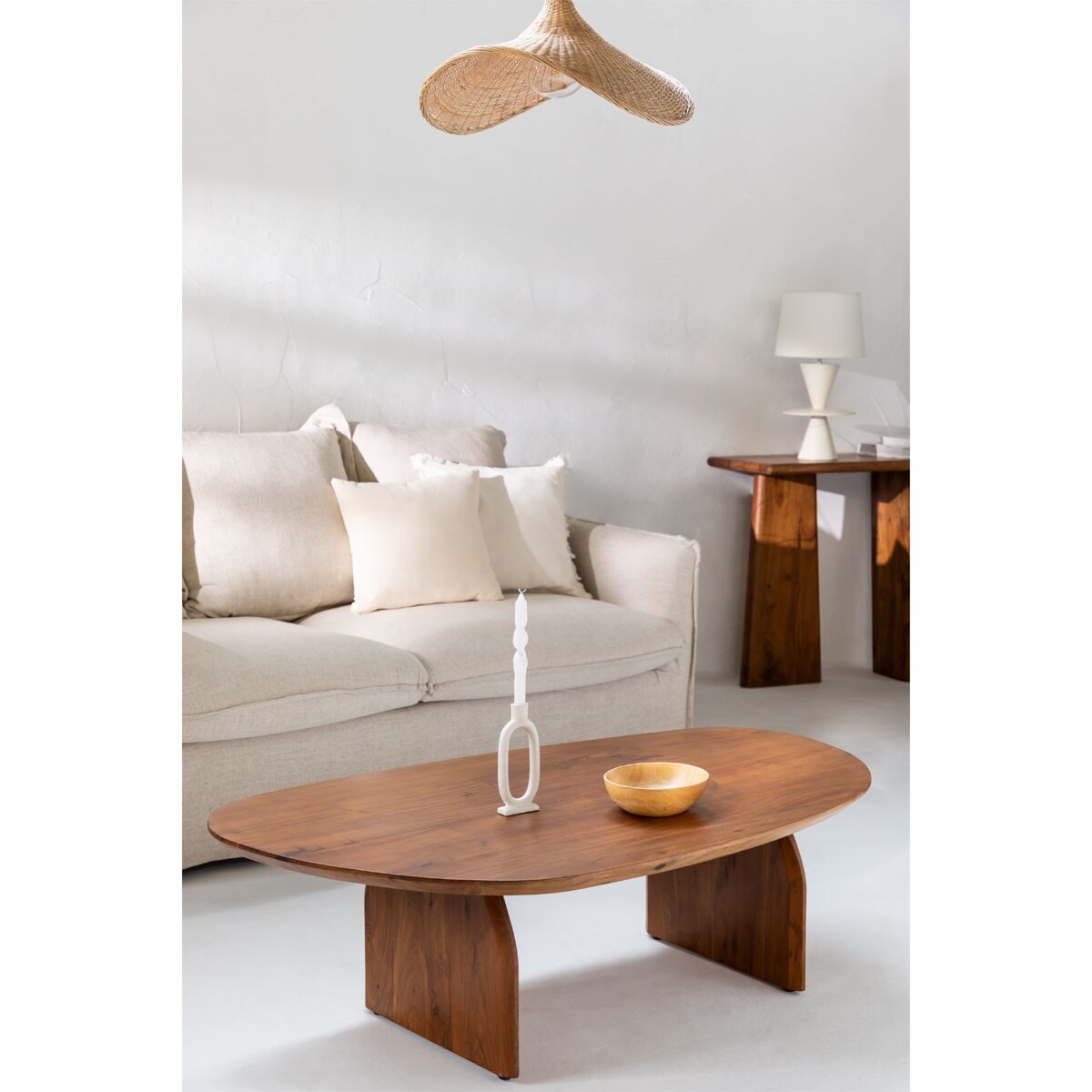 Stolik kawowy z drewna akacjowego 135x80 cm Bedum popielaty brąz