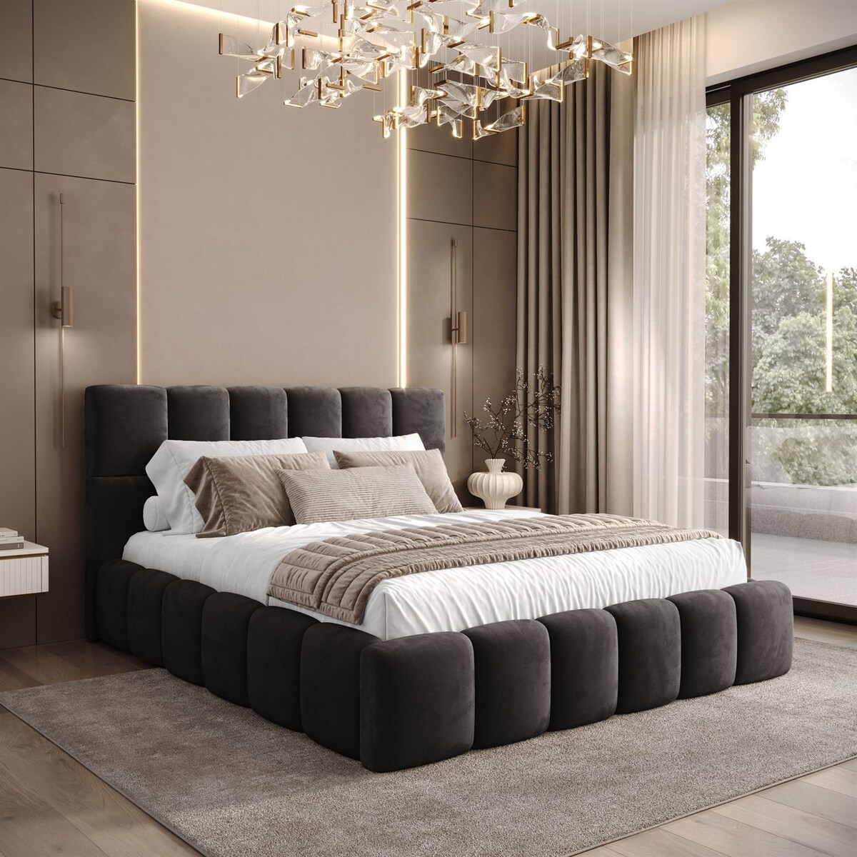 Łóżko tapicerowane VENEZIA, pojemnik na pościel, stelaż 34, 120x200, Royal Velvet 185