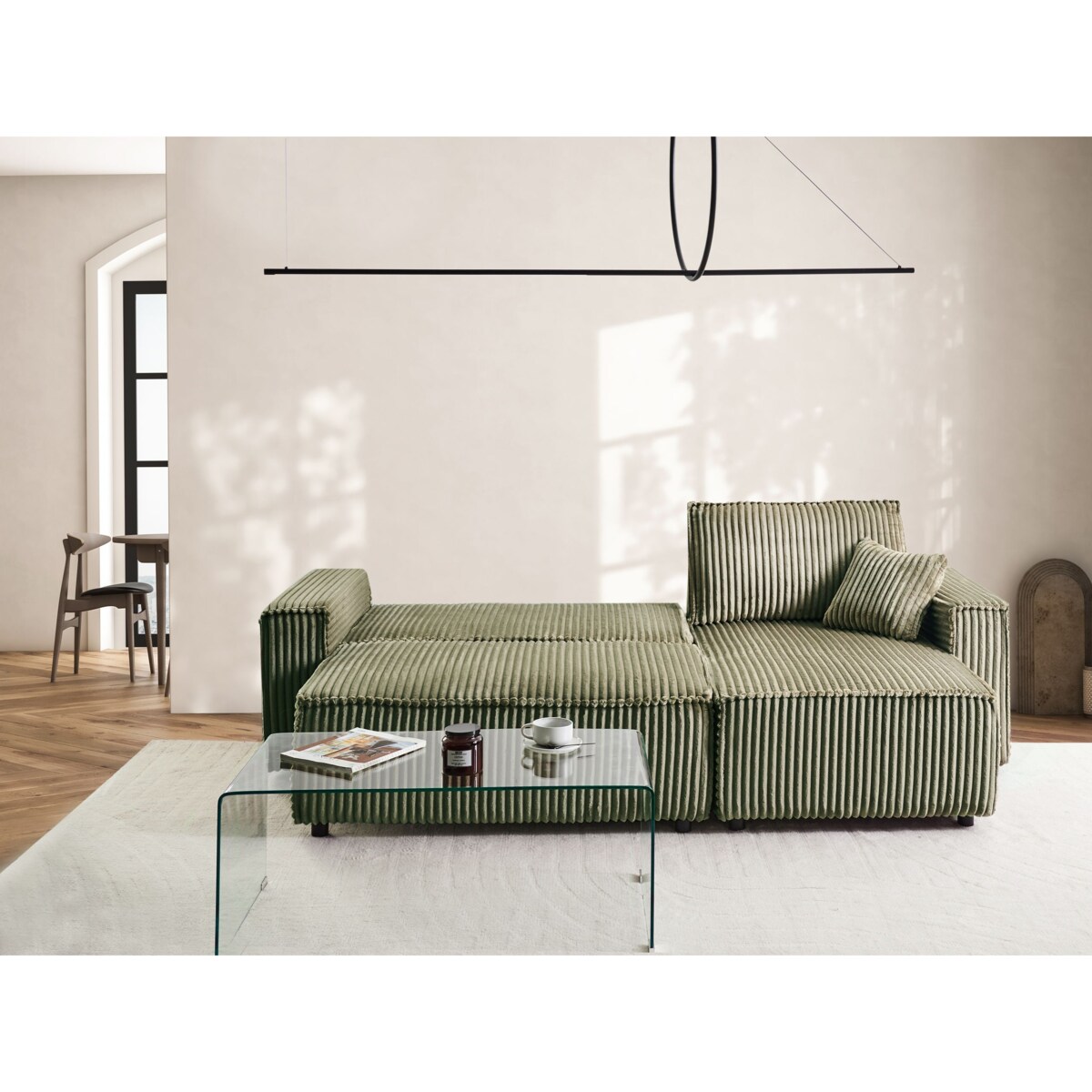 Sofa rozkładana ABACKA Sztruks Lewostronny