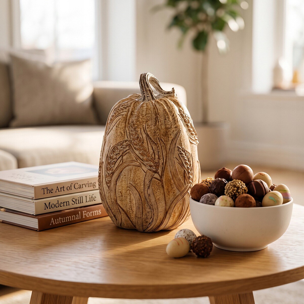 FIGURKA DYNIA BEŻOWA BOHO OZDOBNA NA HALLOWEEN JESIEŃ BALKON TARAS OZDOBA