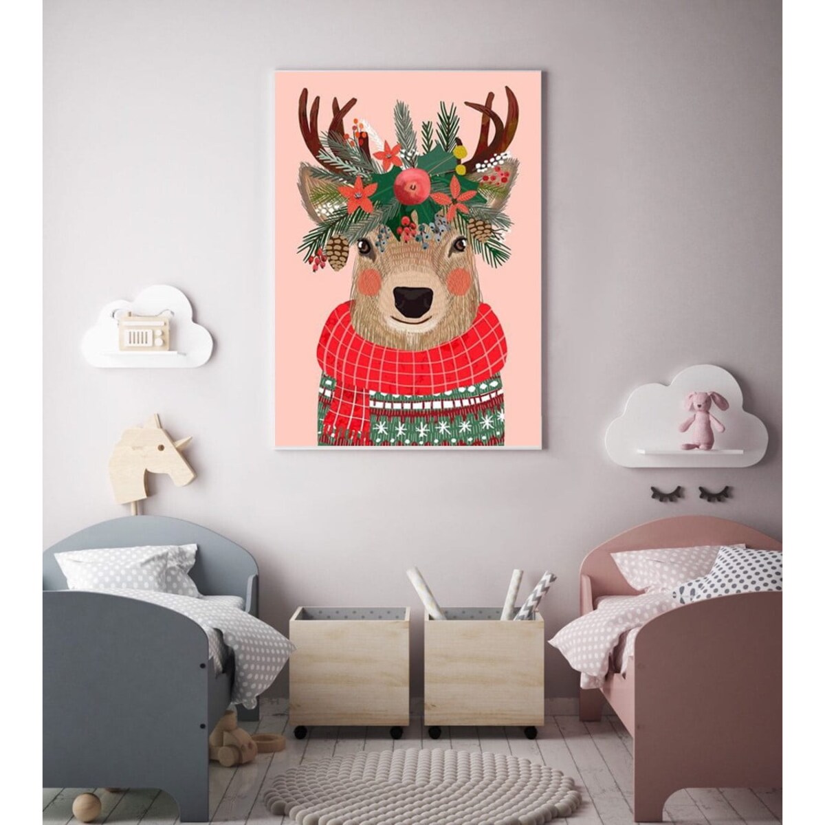 Poster Story, Plakat, Obraz - Świąteczny Jelonek, wymiary 50 x 70 cm