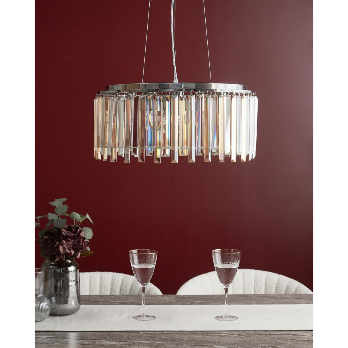 Żyrandol metalowy 5-punktowy srebrny LAMEIRA