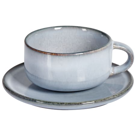 Zestaw 4 filiżanek ze spodkami JUNIPER Kamionka Błękitny