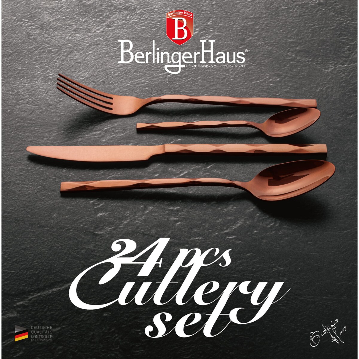 Komplet sztućców 24-elementy różowe złoto Metallic Line Rose Gold BerlingerHaus BH-2621