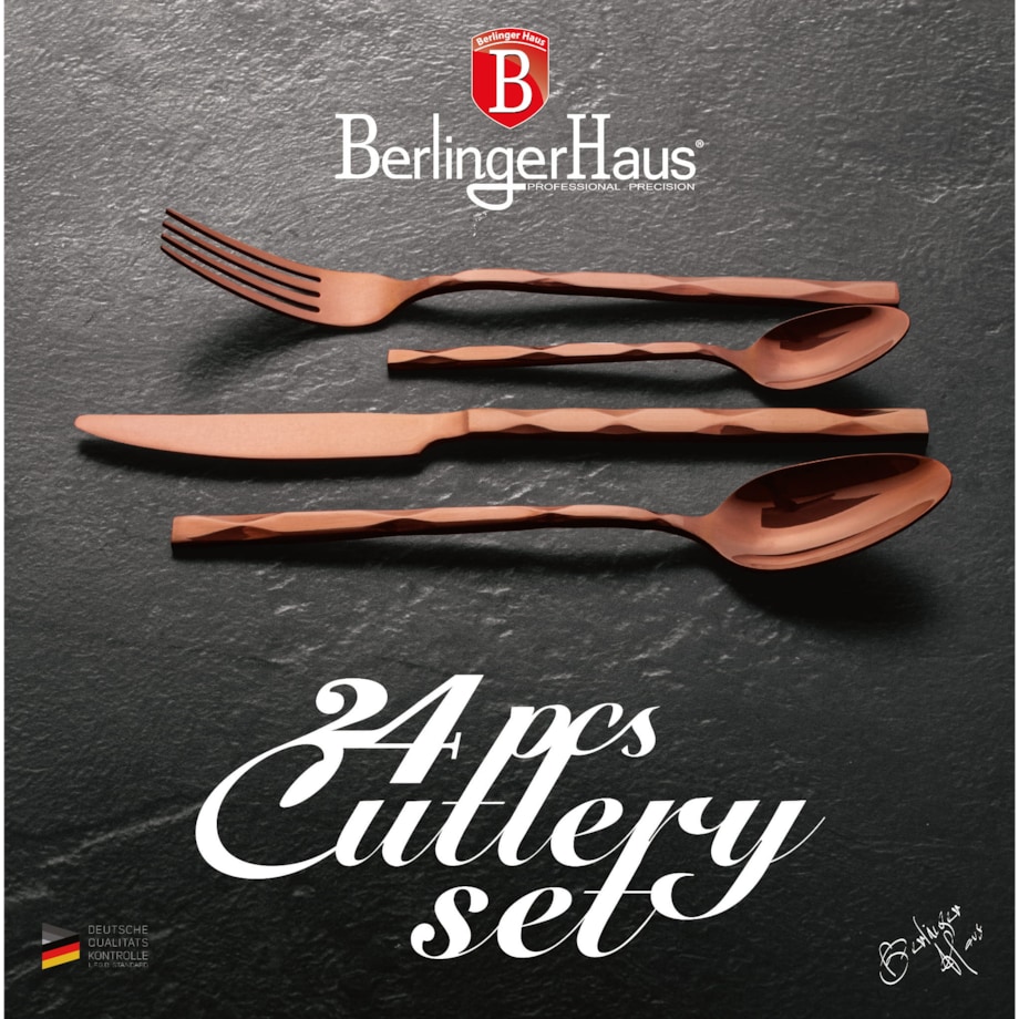 Komplet sztućców 24-elementy różowe złoto Metallic Line Rose Gold BerlingerHaus BH-2621