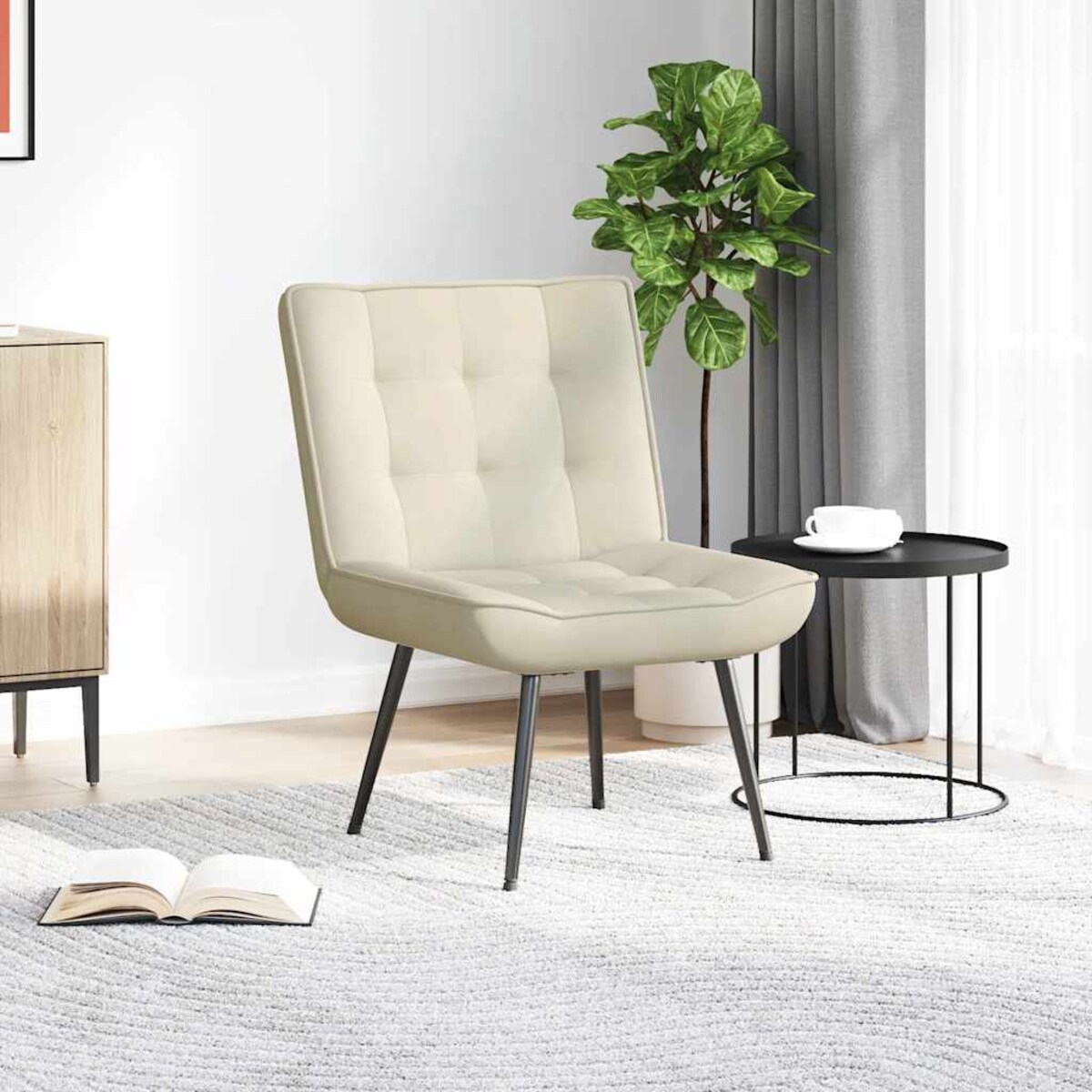 vidaXL Fotel relaksacyjny kremowy 64x74x84 cm aksamitny