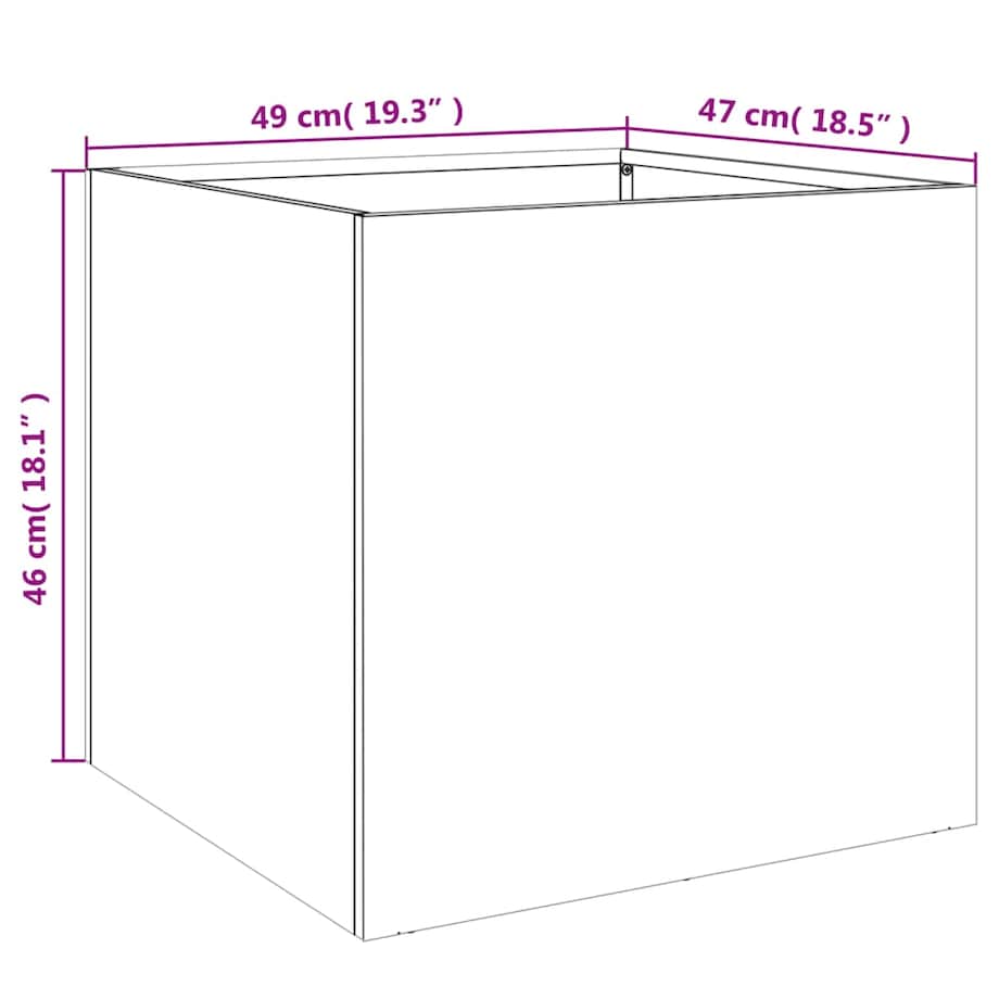 vidaXL Donica, czarna, 49x47x46 cm, stal