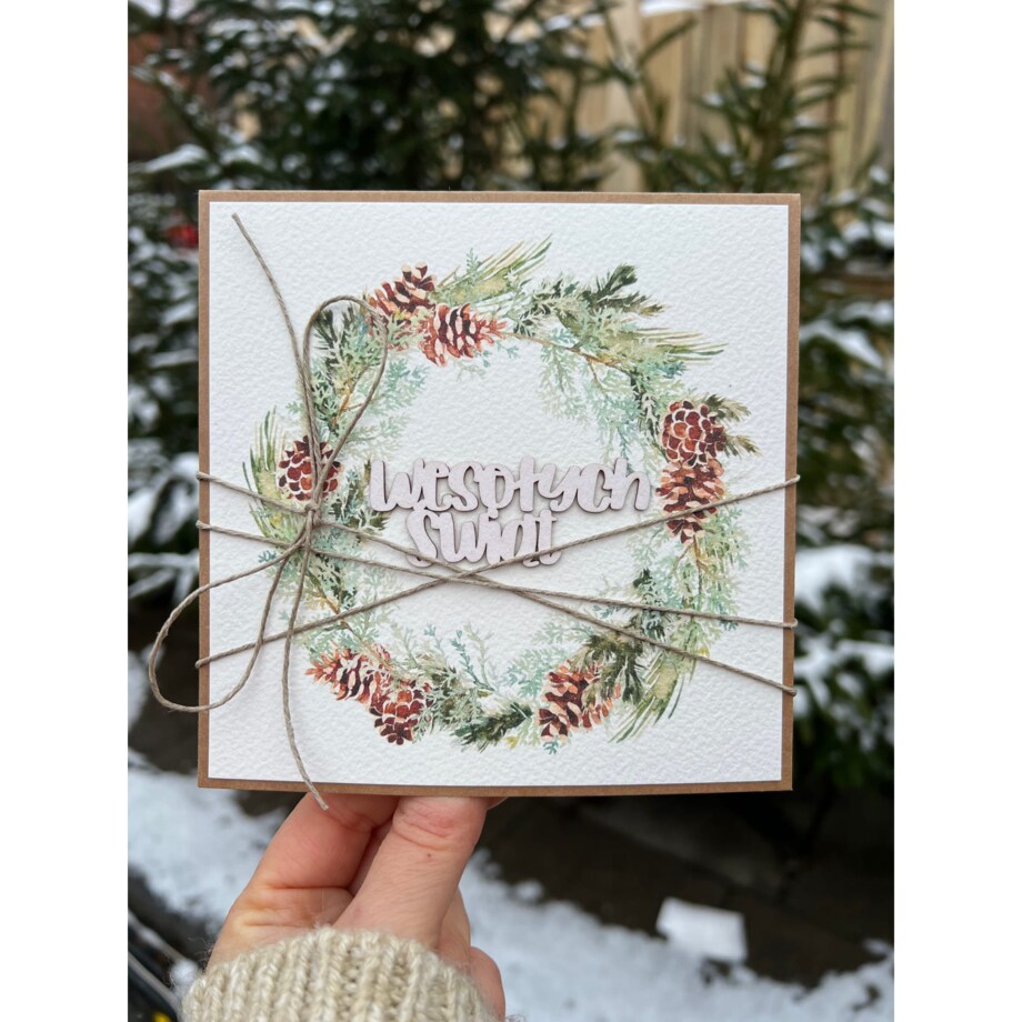 Kartka świąteczna ręcznie robiona na Boże Narodzenie Wesołych Świąt