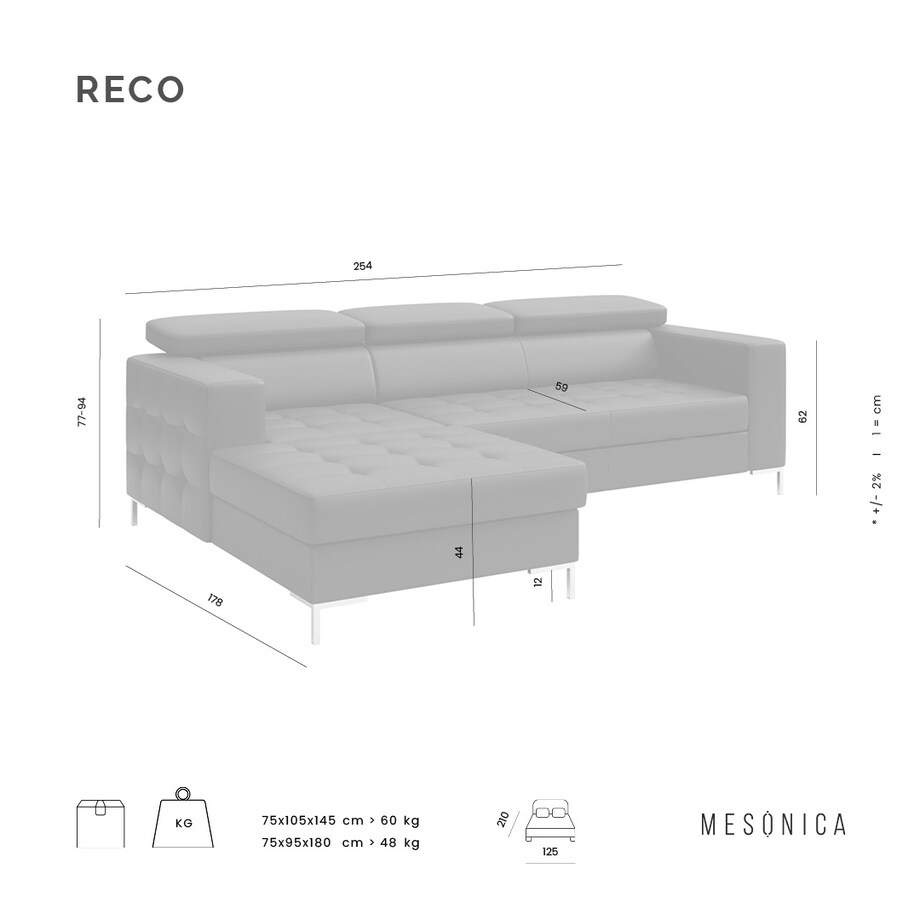 Sofa narożna rozkładana Reco jasnobeżowa