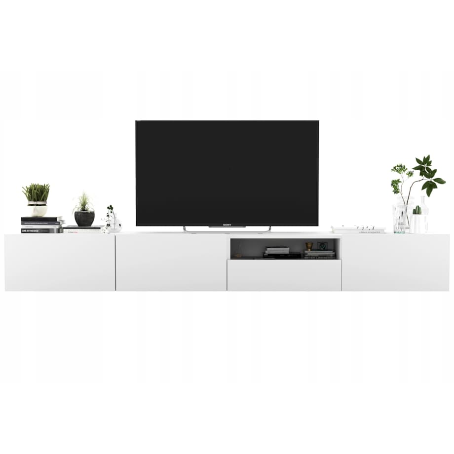 Szafka RTV Loft Wisząca Biały MAT Komoda RTV Szuflada 240 cm