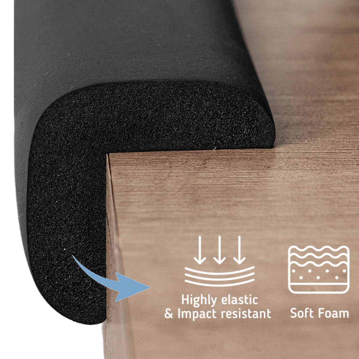 piankowe narożniki zabezpieczające meble, sipo, zestaw 4 sztuk, czarne