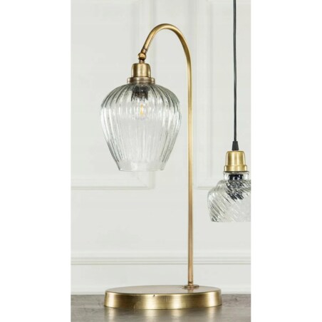 LAMPA STOŁOWA NOCNA BIURKOWA ZŁOTA DUŻA 62cm Loft szklana metalowa