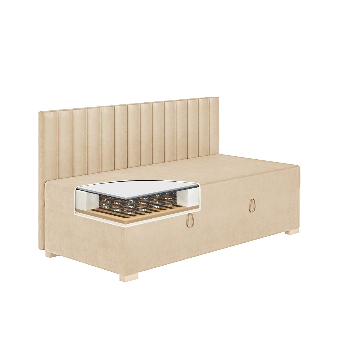 Mesonica Łóżko Chill, linie beżowe, 90x200