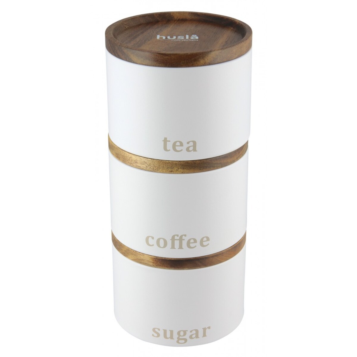 Zestaw 3 pojemników do przechowywania kawa herbata cukier HUSLA