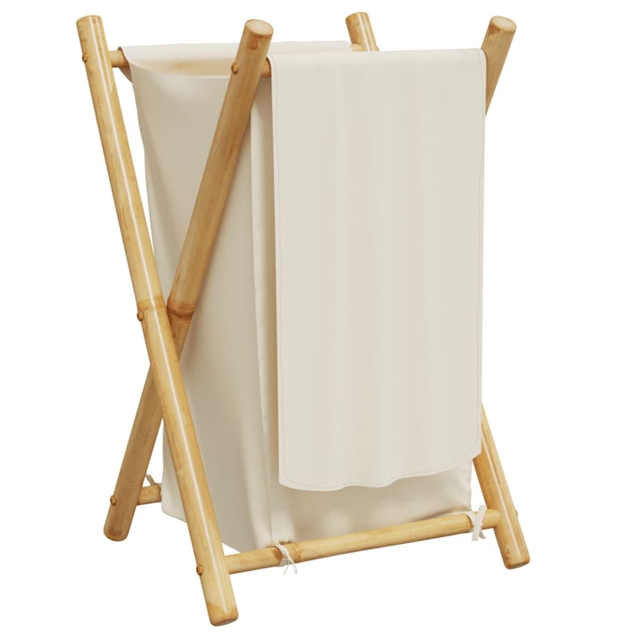 vidaXL Kosz na pranie, kremowy, 41,5x36x63,5 cm, bambusowy