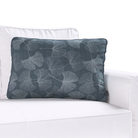 Poszewka Gabi na poduszkę prostokątna 60x40 szaro-srebrne liście miłorzębu na grafitowym tle