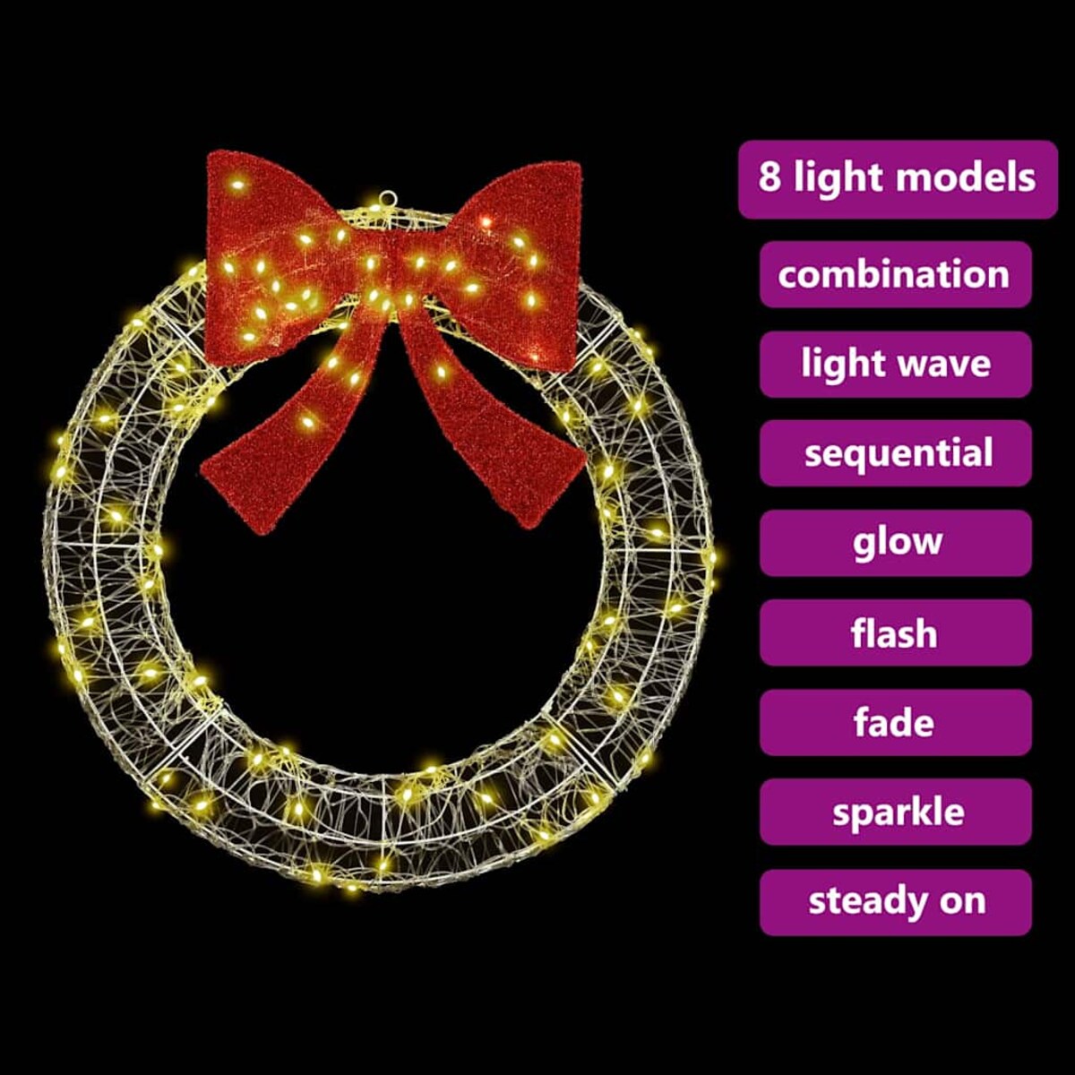 vidaXL Wianek z 80 diodami LED Ciepła biel 90 cm Akryl