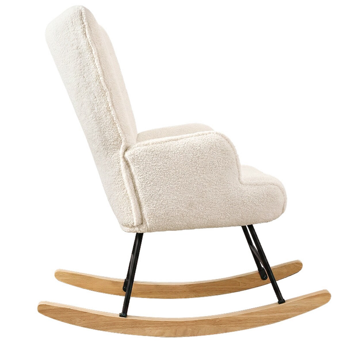 Fotel bujany tapicerowany baranek wygodny wypoczynkowy uszak salon beżowy