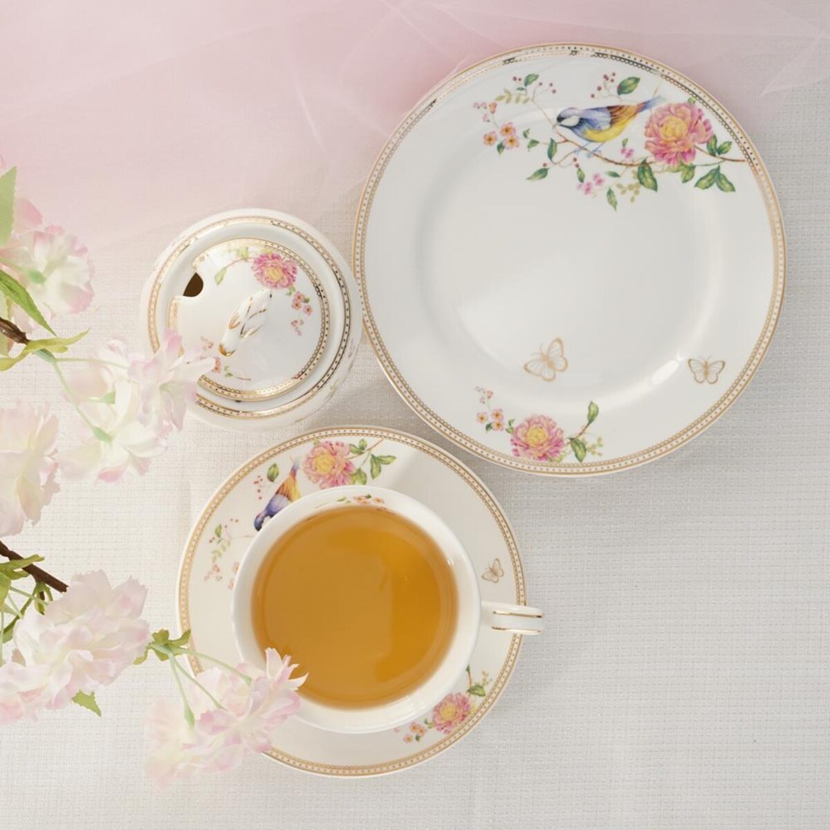 VILLA ITALIA Serwis do herbaty na 6 osób porcelanowy Zestaw prezentowy BEL FIORE