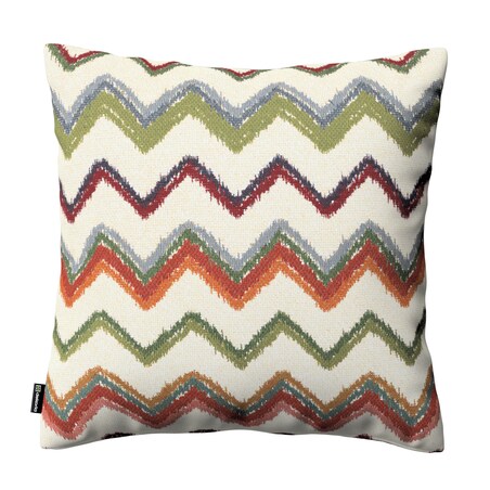 Poszewka Kinga na poduszkę 43x43 czerwono-zielone zygzaki na kremowym tle
