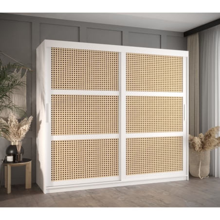 Szafa przesuwna Garderoba PLECIONKA WIEDEŃSKA 200 biały