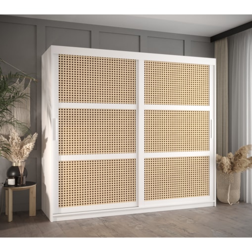 Szafa przesuwna Garderoba PLECIONKA WIEDEŃSKA 200 biały