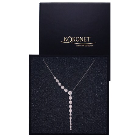 Asymetryczny naszyjnik srebrny łezki na ślub delikatne eleganckie klasyk pudełko gratis