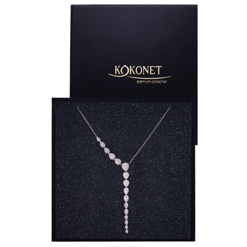 Asymetryczny naszyjnik srebrny łezki na ślub delikatne eleganckie klasyk pudełko gratis