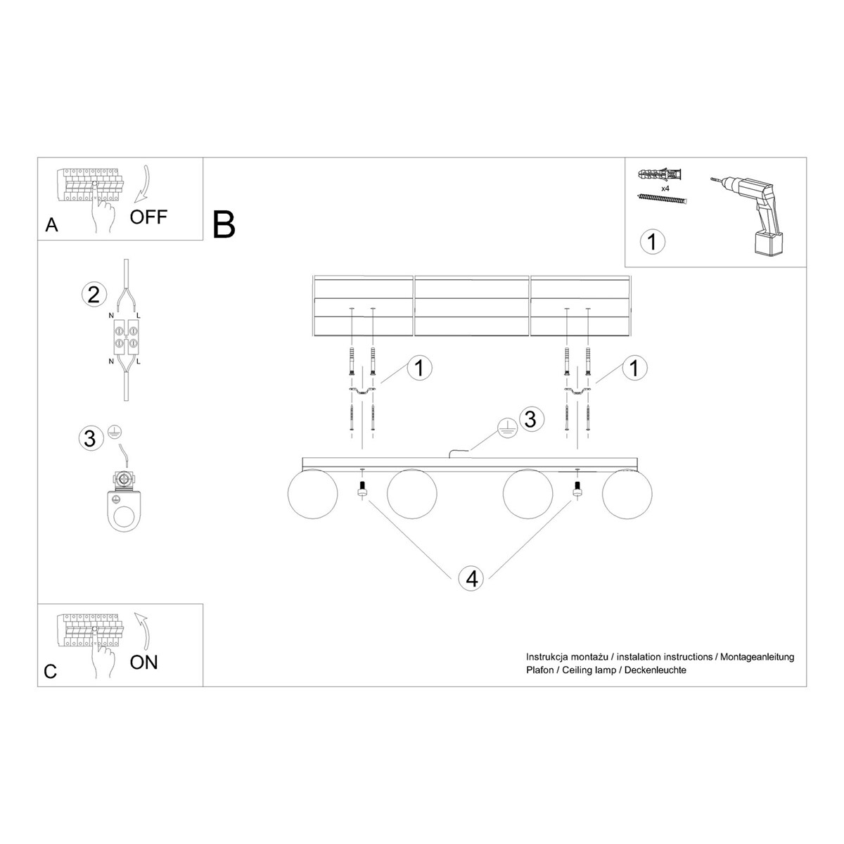 Plafon YOLI 4 biały