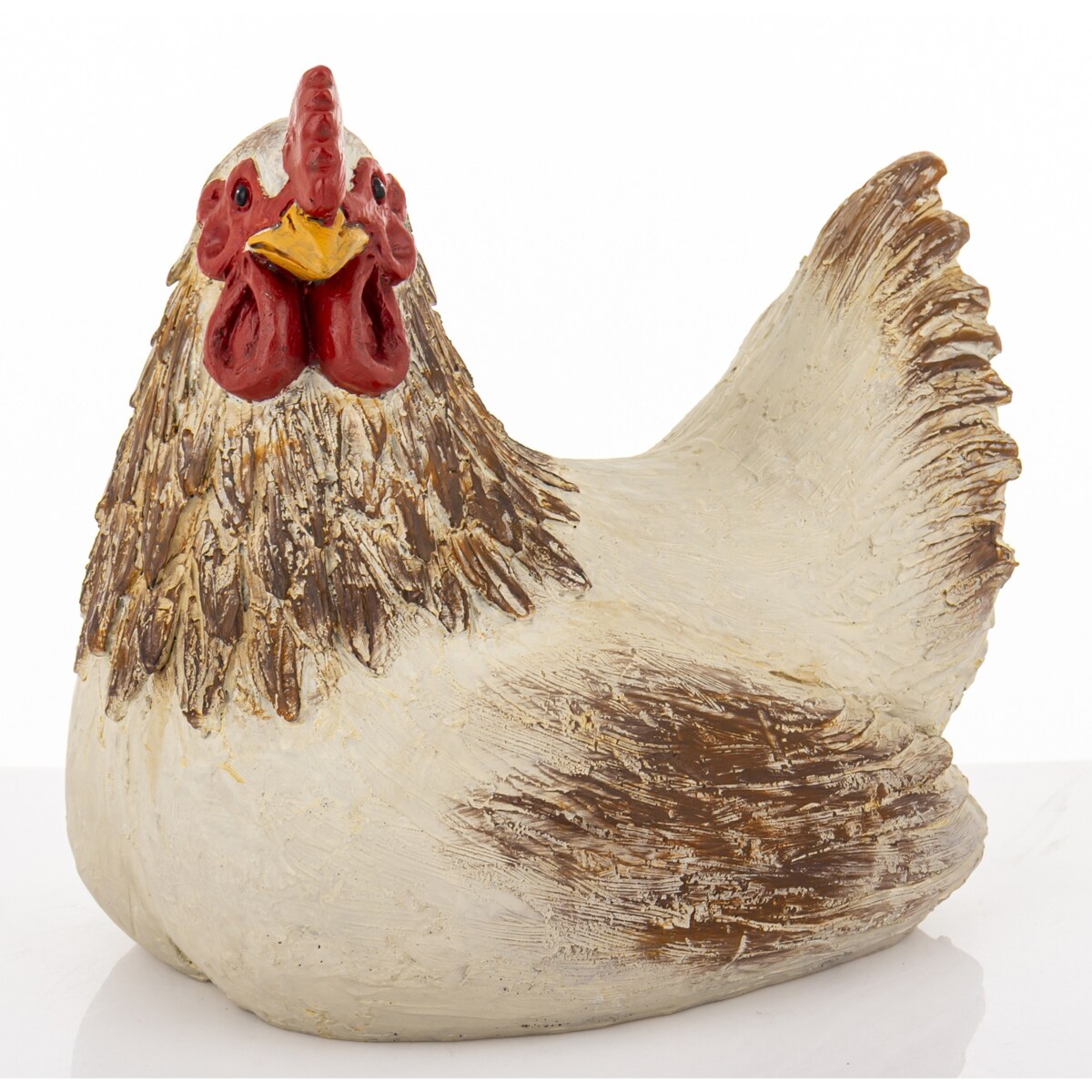 Dekoracja - kura biało-brązowa 23x24x17 cm POULE