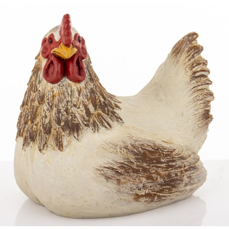 Dekoracja - kura biało-brązowa 23x24x17 cm POULE