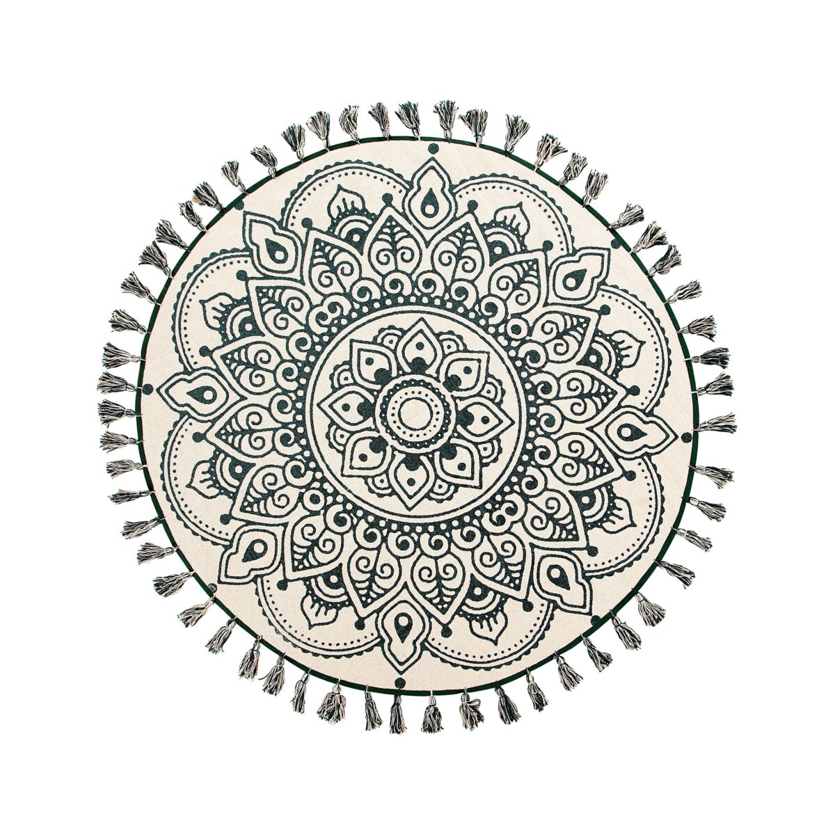 Dywan okrągły bawełniany ø 120 cm orientalny nadruk kremowo-zielony IRICE