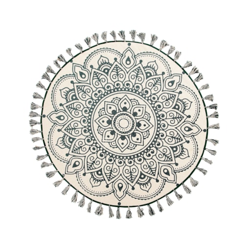 Dywan okrągły bawełniany ø 120 cm orientalny nadruk kremowo-zielony IRICE