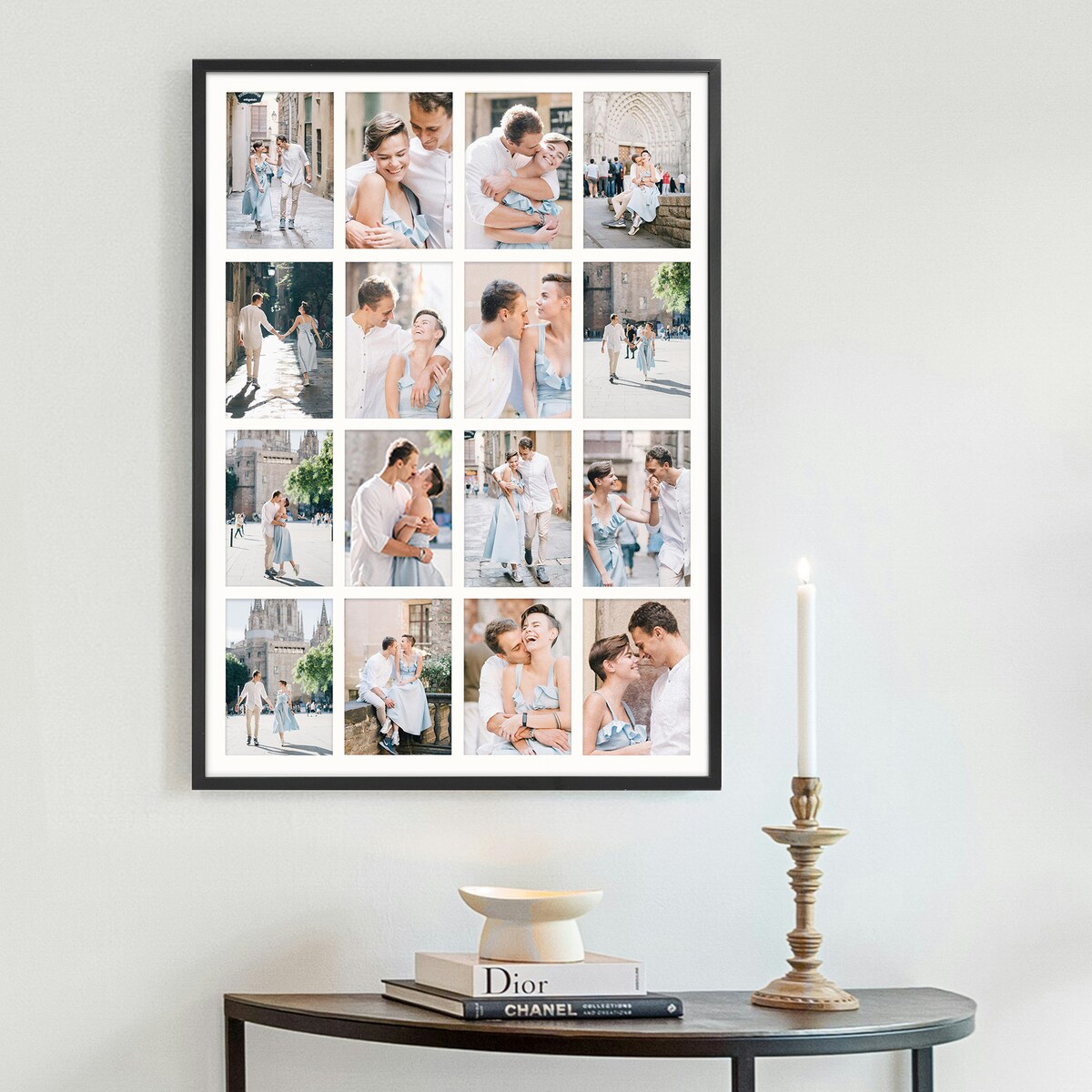 Ramka na zdjęcia 16 zdjęć 10x15 cm rama czarna foto galeria 50x70 cm kolaż FRAMAI®