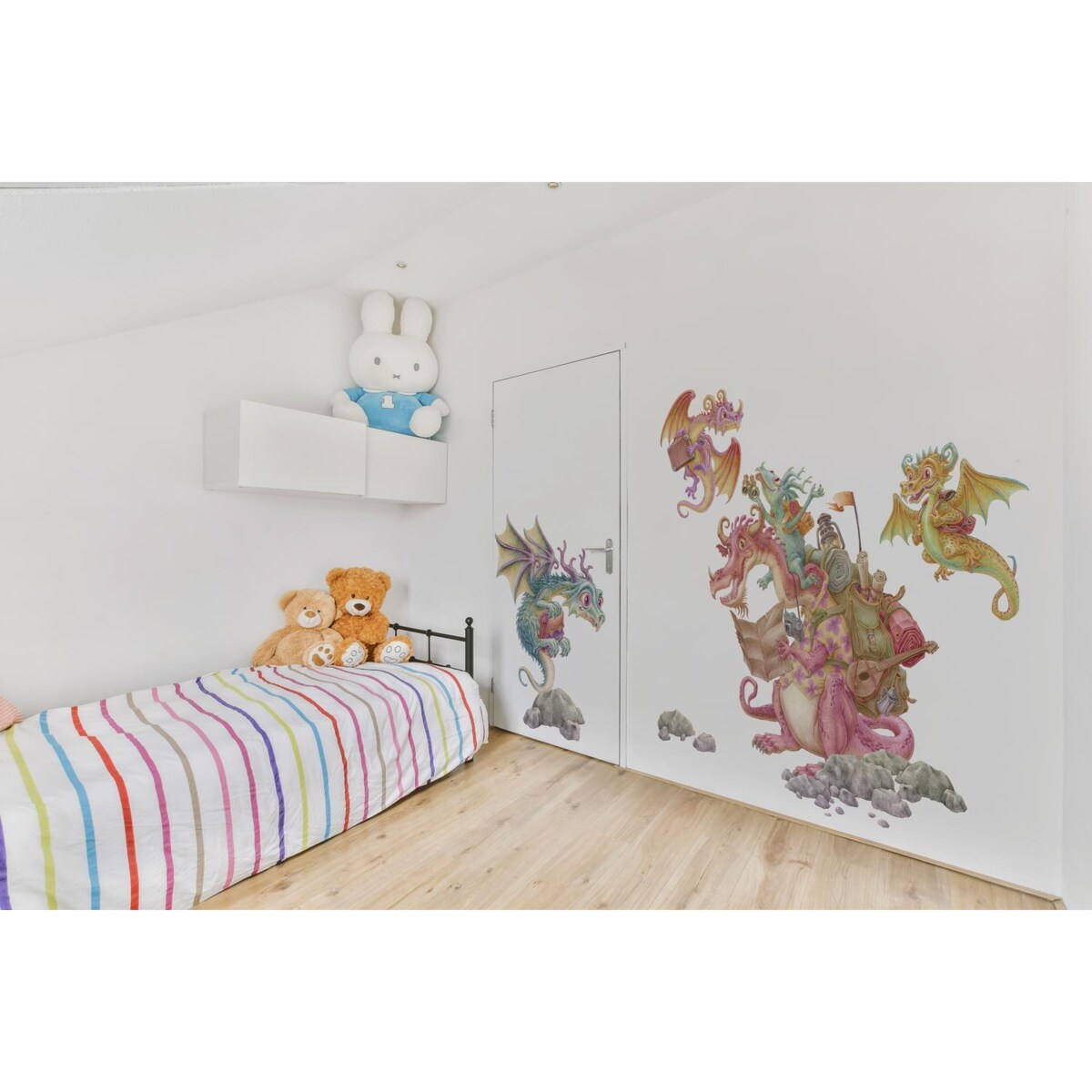Zestaw naklejek na ścianę, Smoki bajkowa rodzina, 80cm