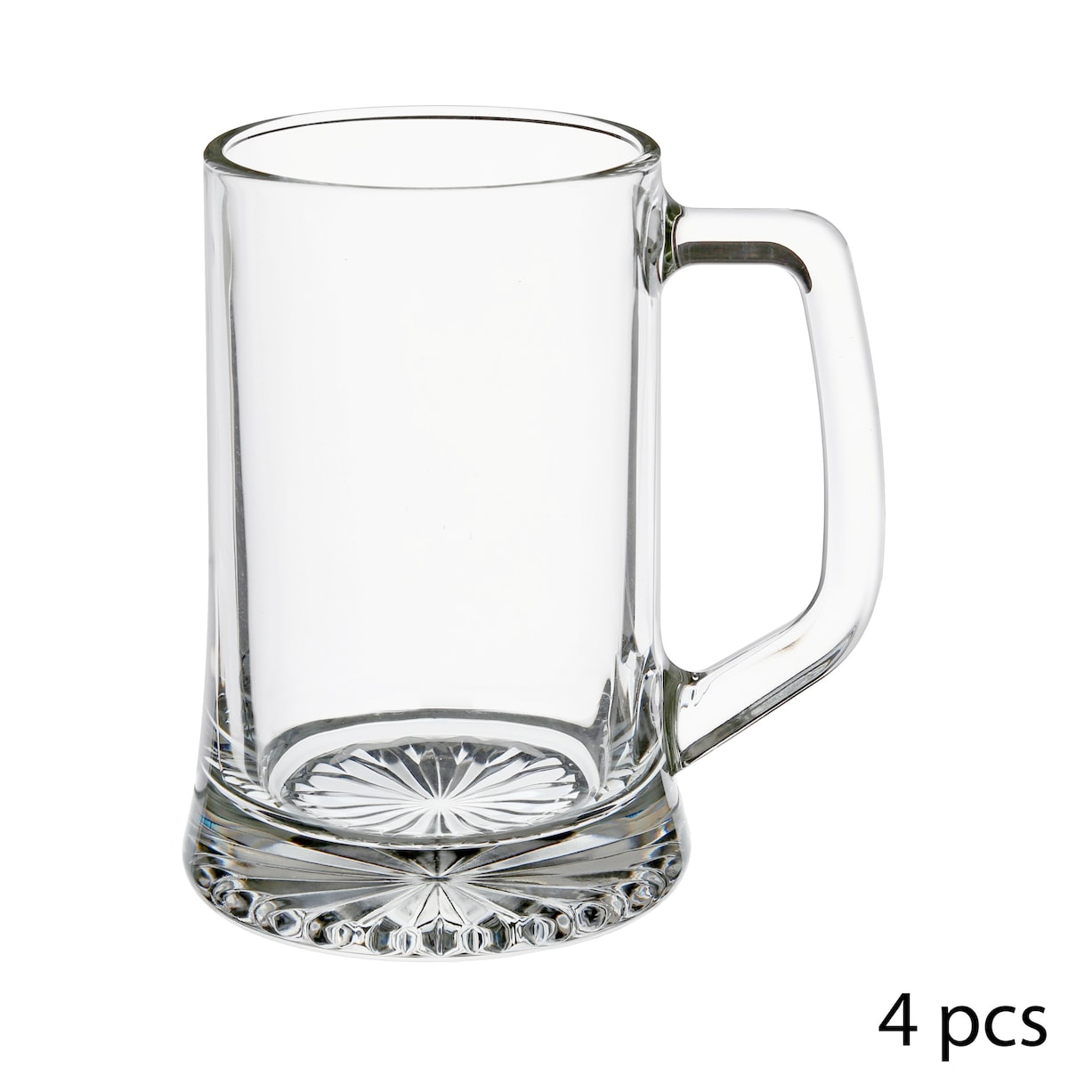 Kufle do piwa z uchem, 4 szt. 320 ml, kolor przezroczysty, szkło