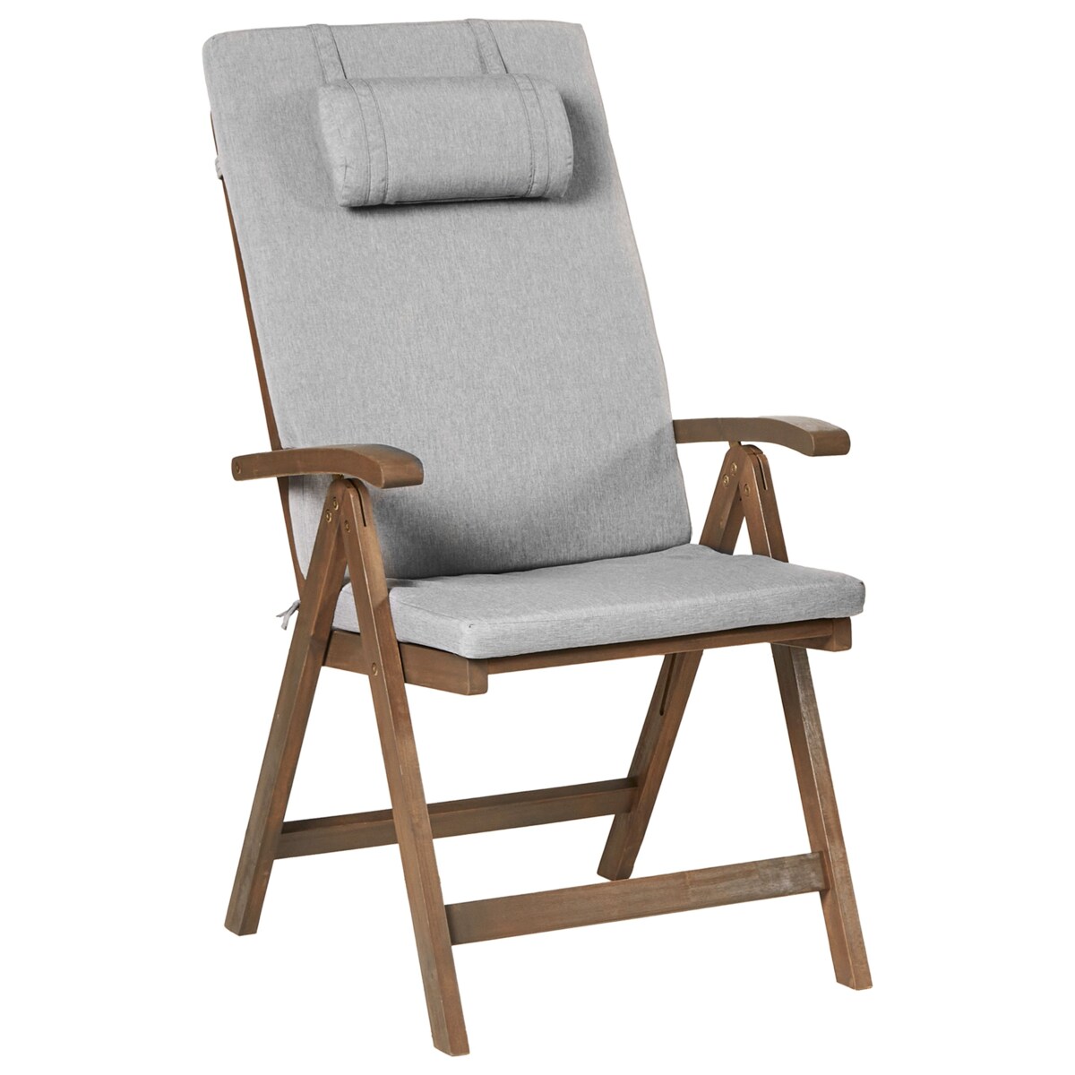 Zestaw 2 krzeseł ogrodowych z poduszkami AMANTEA PREMIUM Drewno akacjowe Szary