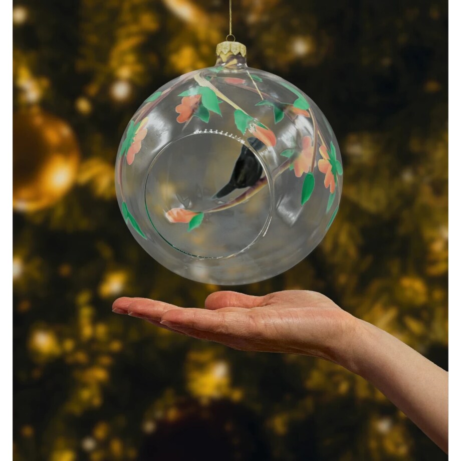 Bombka choinkowa: Lampion: ptak i kwiaty