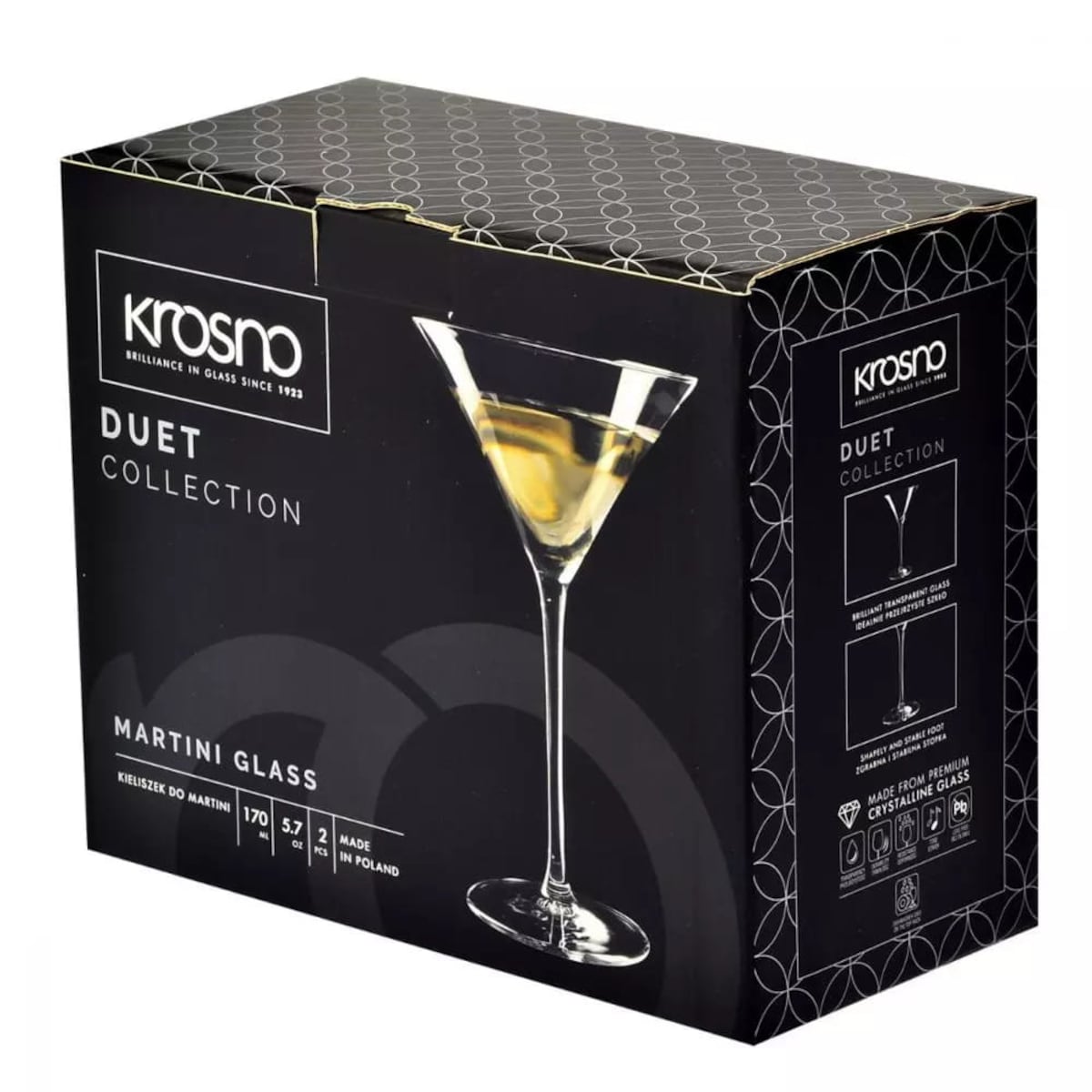 Kieliszki do martini Drinków Duet Krosno 2 szt 170 ml Eleganckie Komplet